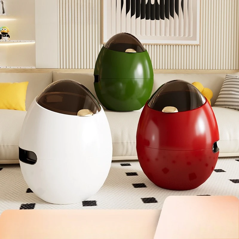 

Egg Shape Trash Bin Dual Bucket Design Thickened for Home Living Room Bedroom Luxury Minimalist Waste Basket