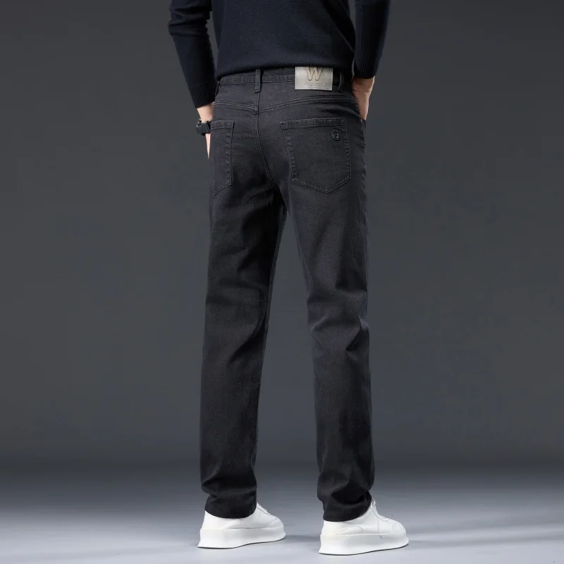 Male Comfortable Soft Business Fashion Straight Casual Denim Trousers Brand Jeans Clothing Light Luxury Stretch Looes Fit Pants