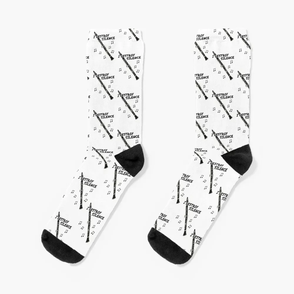 I Destroy Silence Clarinet Player Clarinetist Musician Socks summer snow japanese fashion Socks For Men Women's