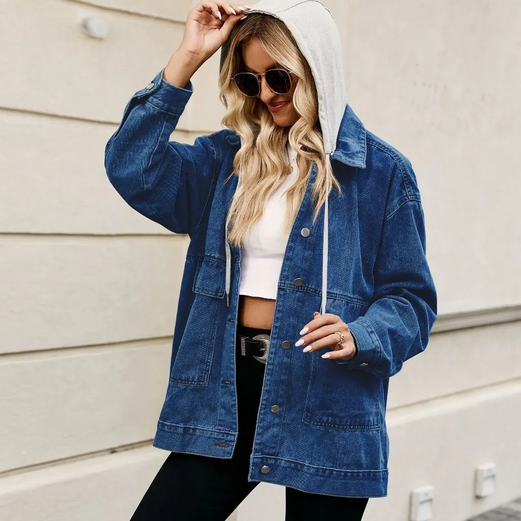 Veste en jean classique rétro pour femmes, coupe cintrée, décontractée, ample, pour toutes les saisons, commerce à la mode