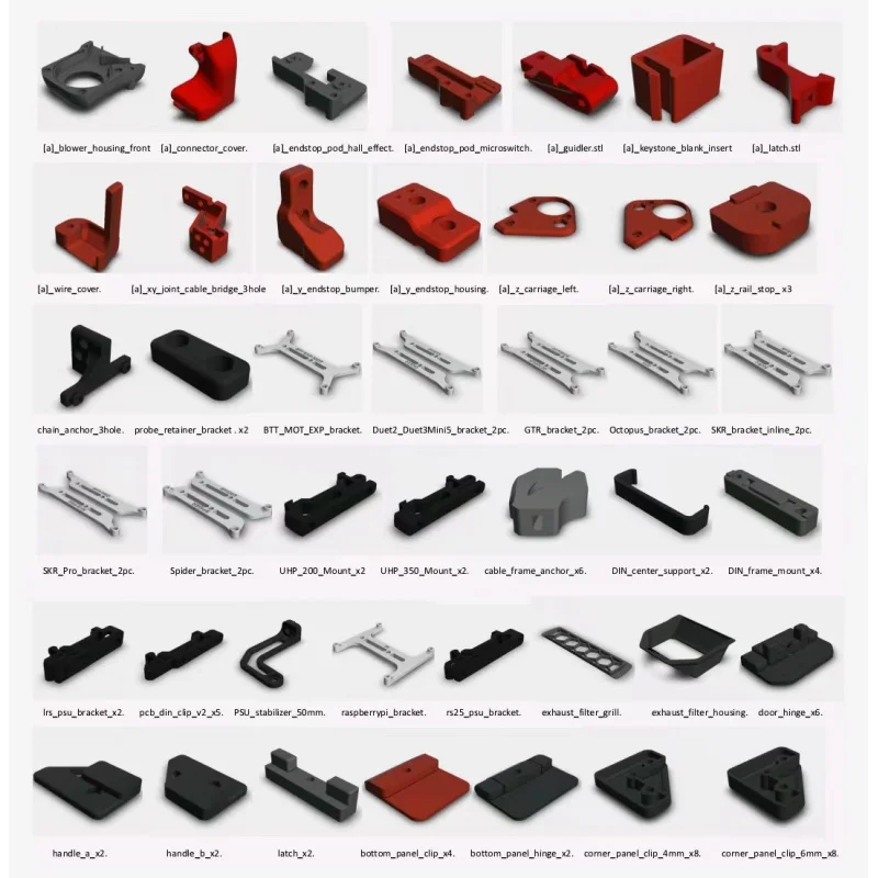 

1 комплект 3D-аксессуаров для структурного компонента Voron Trident Yisheng ABS, полный набор печатных деталей