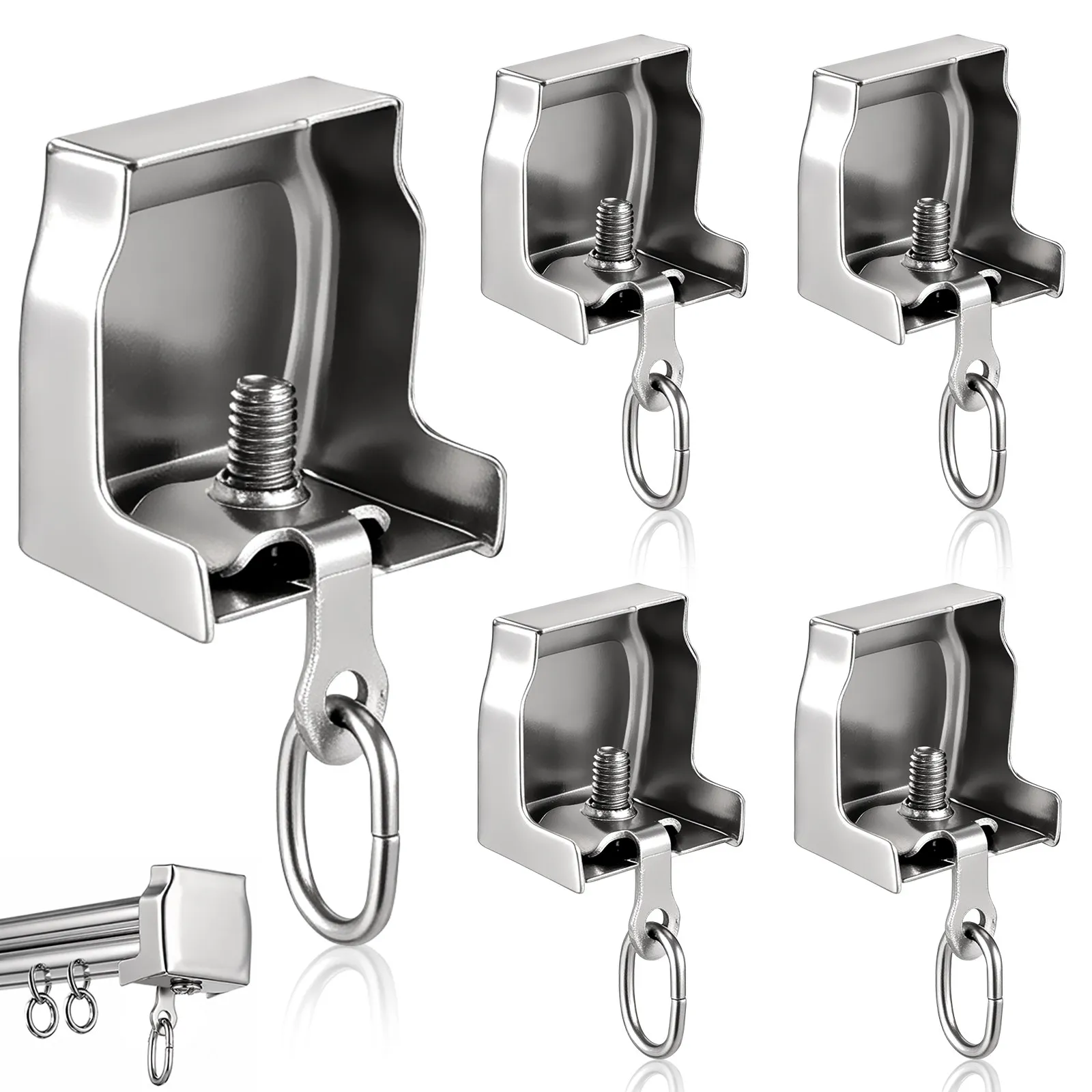 6Pcs Stainless Steel Curtain Track End Caps Secure Fit Window Curtain Rail Tail Stoppers Repair Metal Channel Finials
