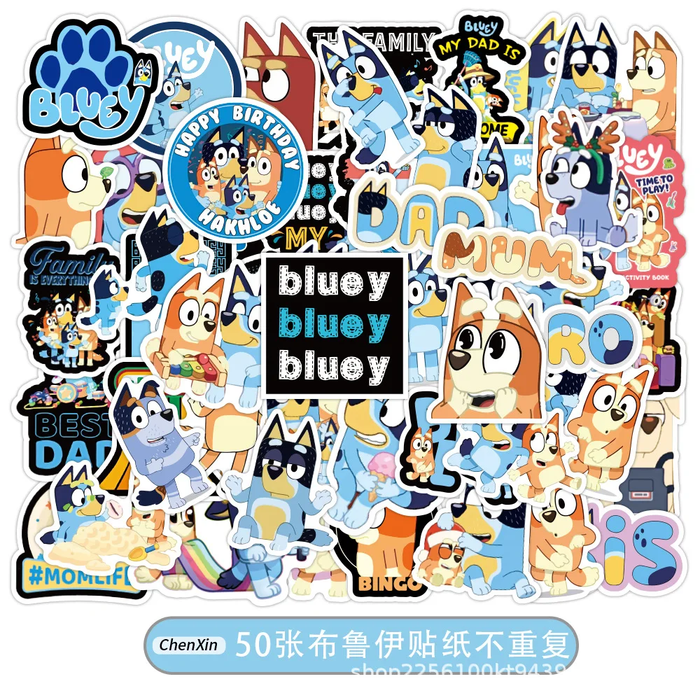 

KPOP Hot Sale 50Pcs Bluey Cartoon Stickers Cute Waterproof Decals Notebook Diary Decor Kids Gift Graffiti
