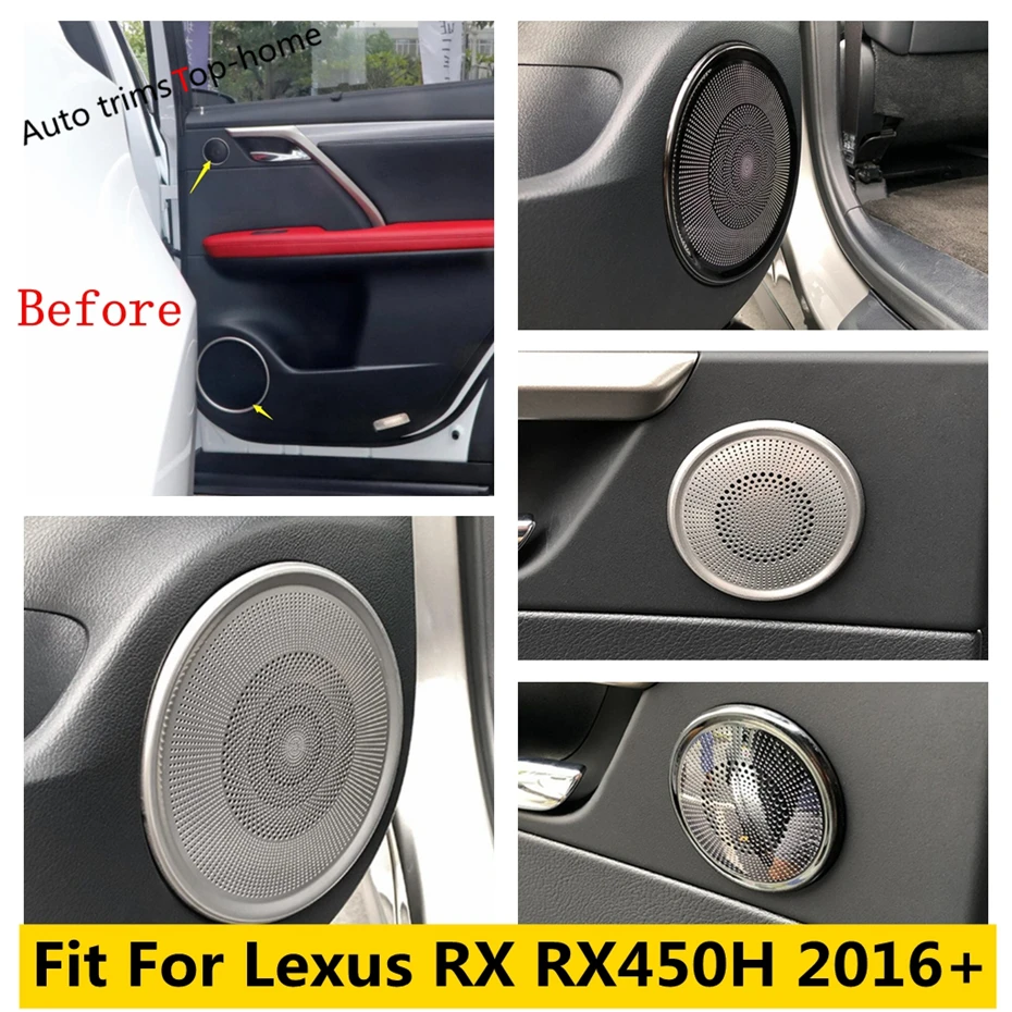 

Side / Rear Car Door Speaker Audio Sound Loudspeaker Stainless Steel Cover Trim For Lexus RX RX450H 2016 - 2021 Accessories