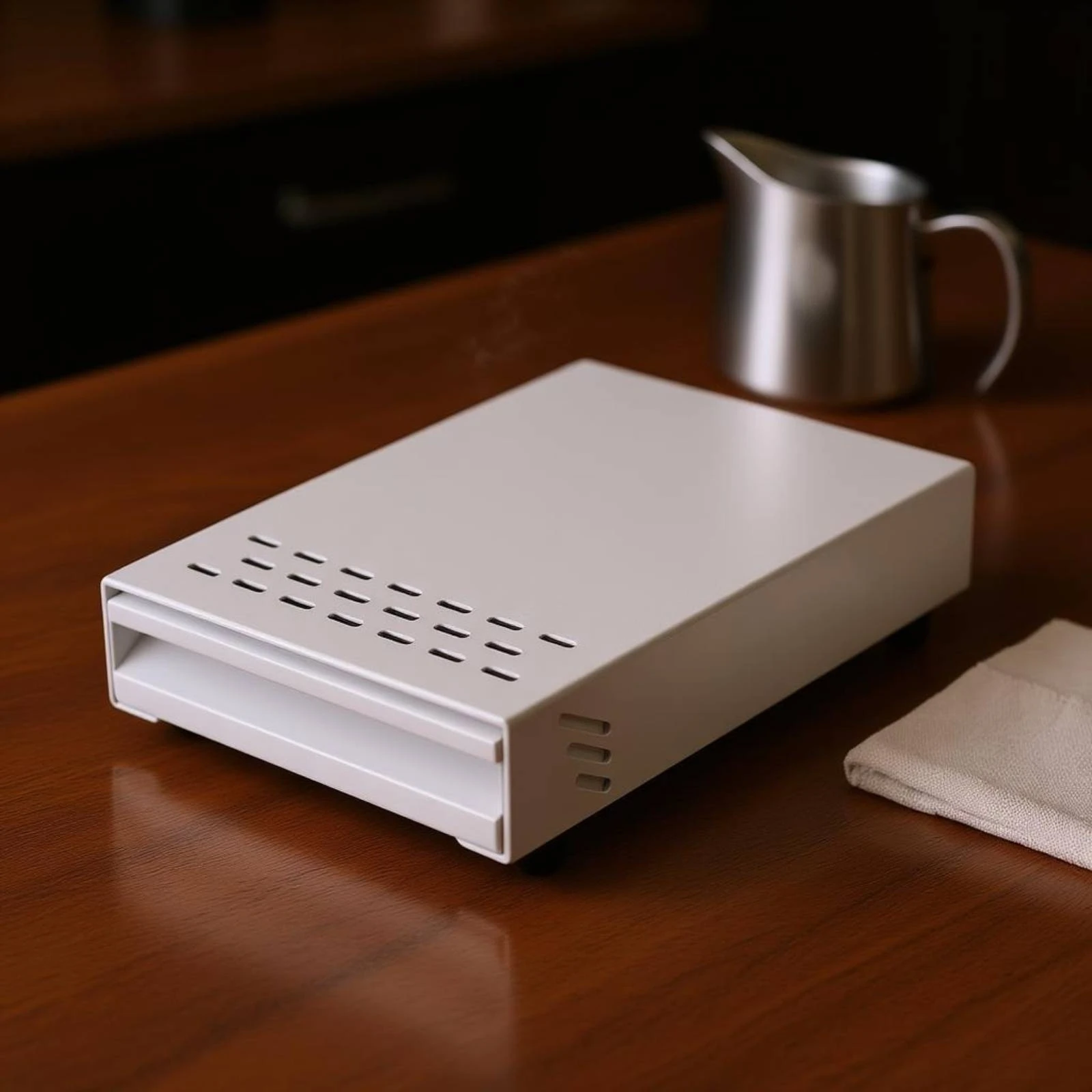 Drawer Coffee Knock Box Slimline Espresso Knock Box Coffee Grounds Container Rectangular Espresso Waste Container Top Opening