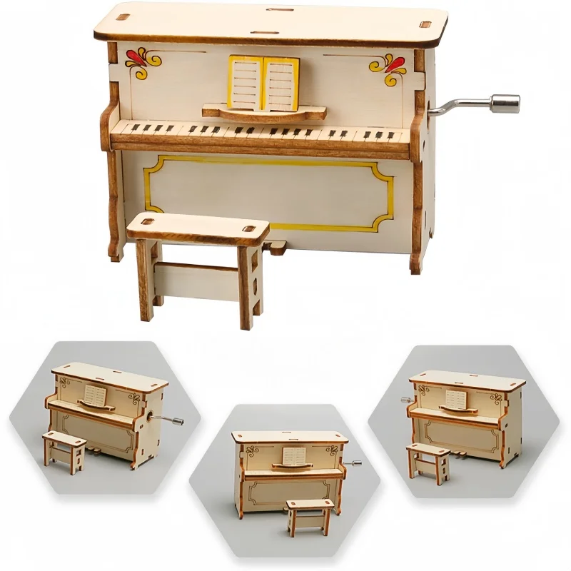 DIY Hand-Cranked Children's Piano Educational Science Experiment Model Hand-Assembled Toy for Kids Creative Learning Gift