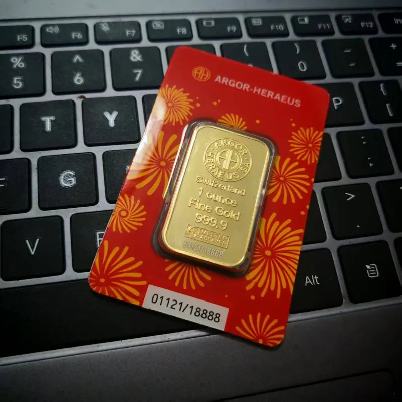 2025 ثعبان أونصة الذهب بار طبق الاصل Argor Heraeus الذهب السبائك القضبان طبعة محدودة النحاس مطلية بالذهب الحرف