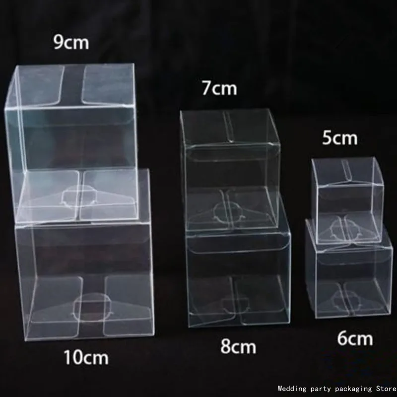 50Pcs PVC Clear Wedding Gifts Boxes Birthday Wedding Favors Holder Chocolate Candy Boxes Event Sweet Boxes Favor Pvc Jewelry