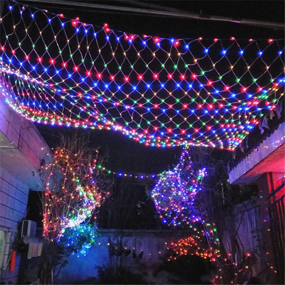 3x3M 320LED EU Plug Net String Lights Outdoor Fairy Garden Decor Wedding Christmas Party Decoration Curtain Lights Street