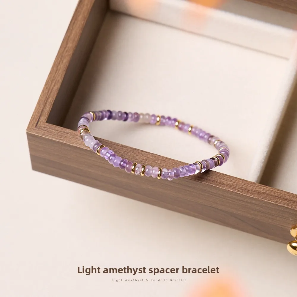 Chinese Style 4mm Light Amethyst Handmade Beaded Bracelet For Women Nine Purple Li Fire Lucky Blessing Wealth Attracting Good
