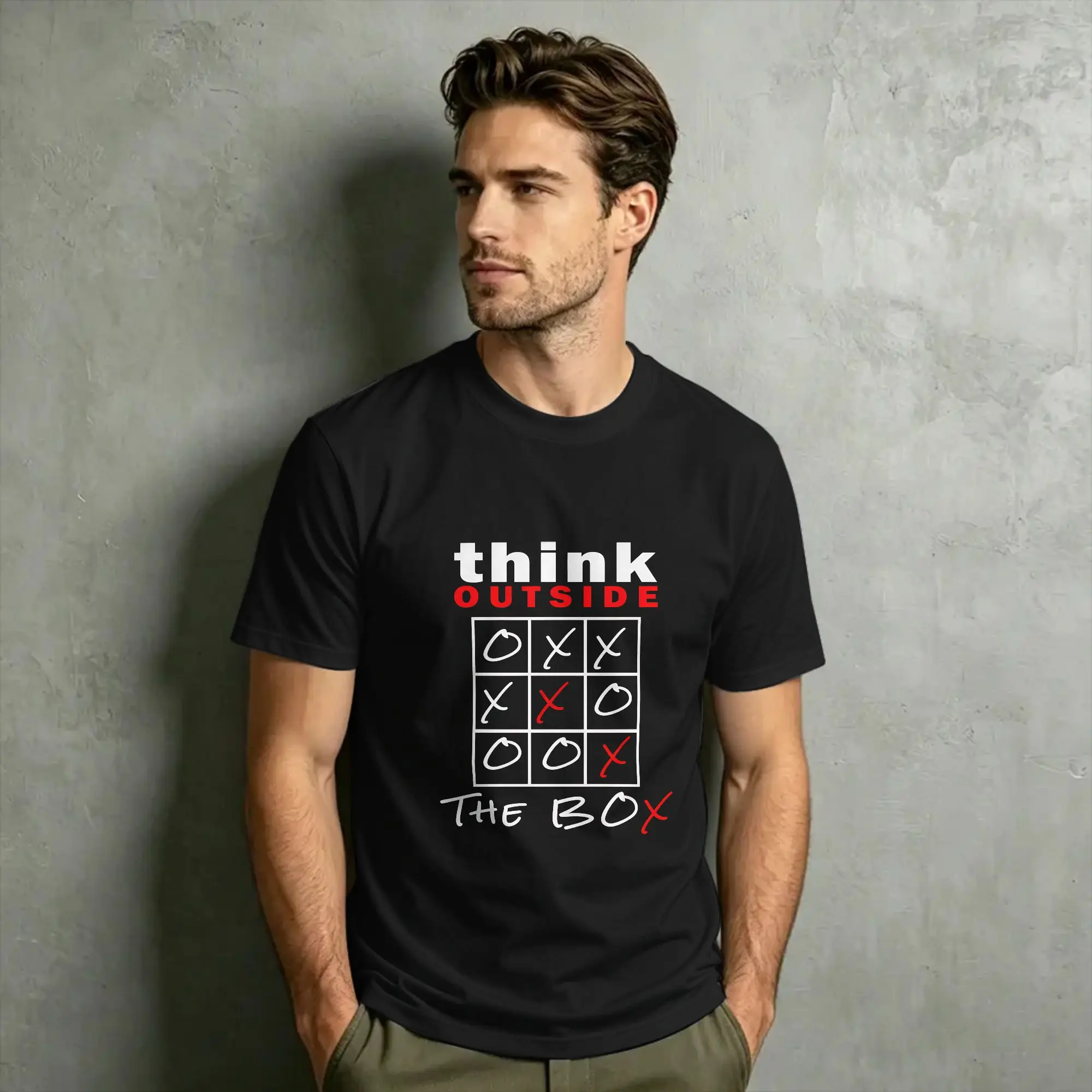 Think Outside the Box Tic Tac Toe T Shirt Summer  100 Cotton T Shirts For Adult Fashion Design Tshirt Short Sleeve Y2K Fun Tees