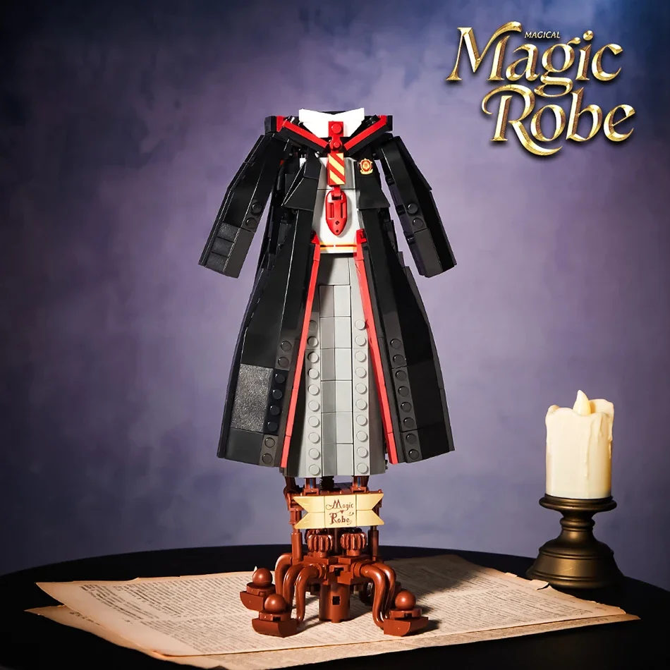 MOC Zauberer Mitarbeiter Waffen Bausteine Spielzeug für Kinder Geschenke Magie Akademie Uniform Robe Scroll Modell Ziegel Ornamente Montage