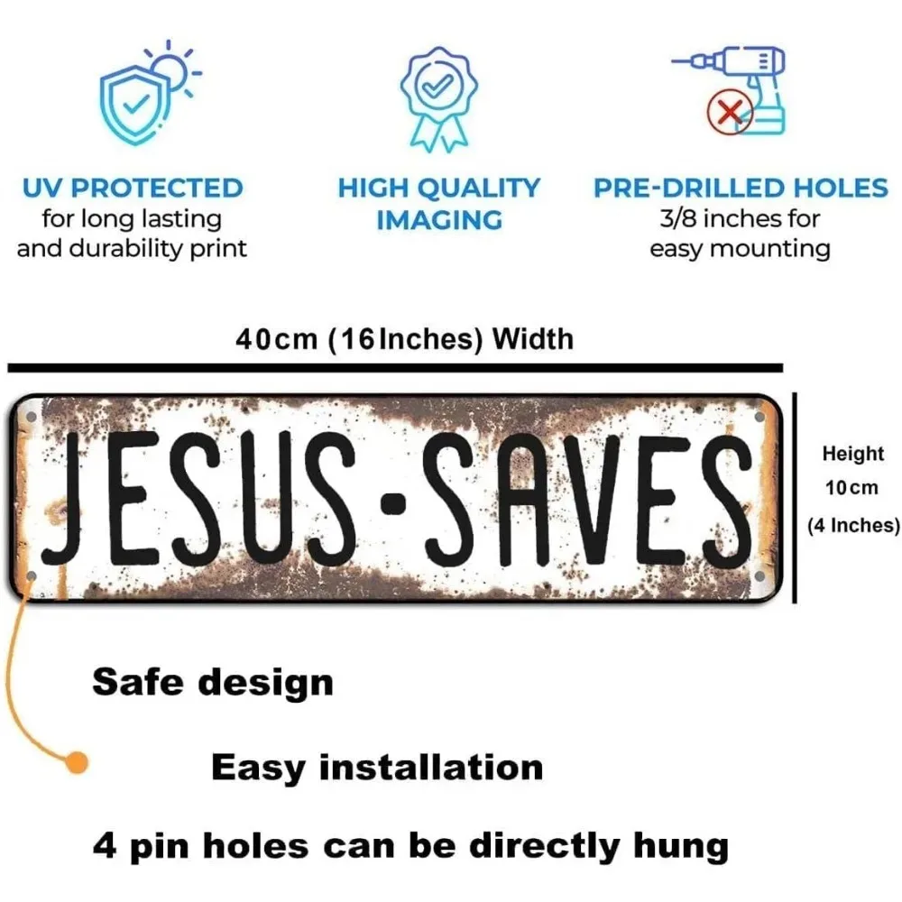 CIFbuy [2D Flat] Vintage Distressed Metal Plaque,Personalized Faith Text Wall Decor (Only For Decoration)