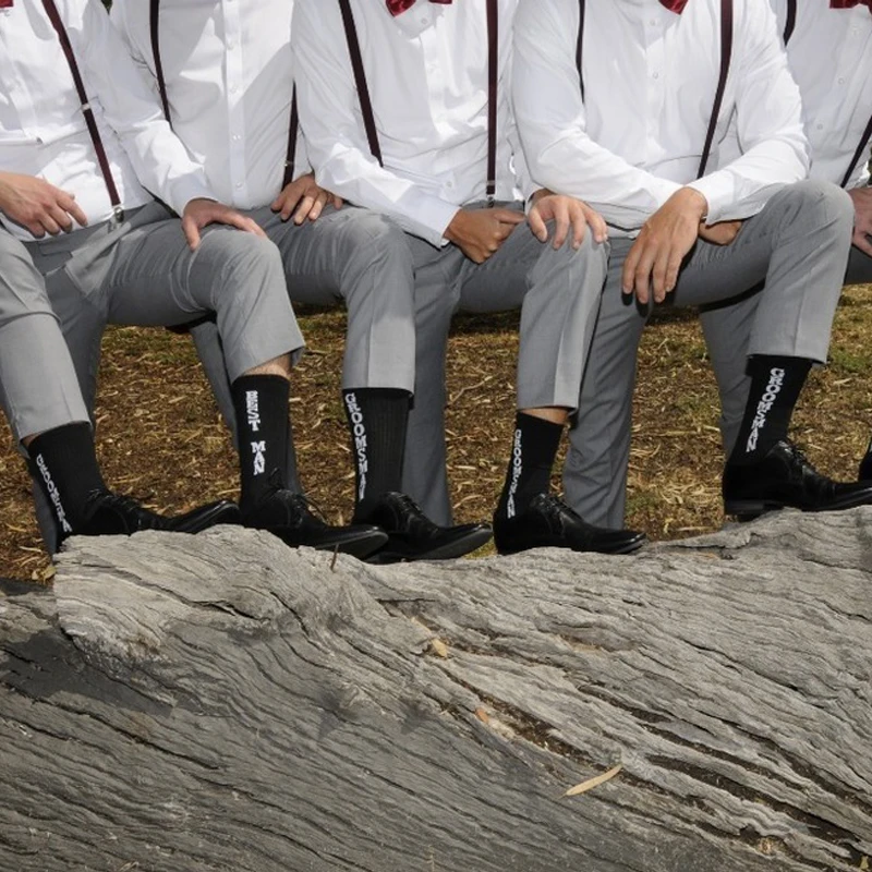 Wedding Socks Men Socks Groom Best Man Groomsman Socks Letter Socks Combed Cotton Dress Wedding Party Long Stockings