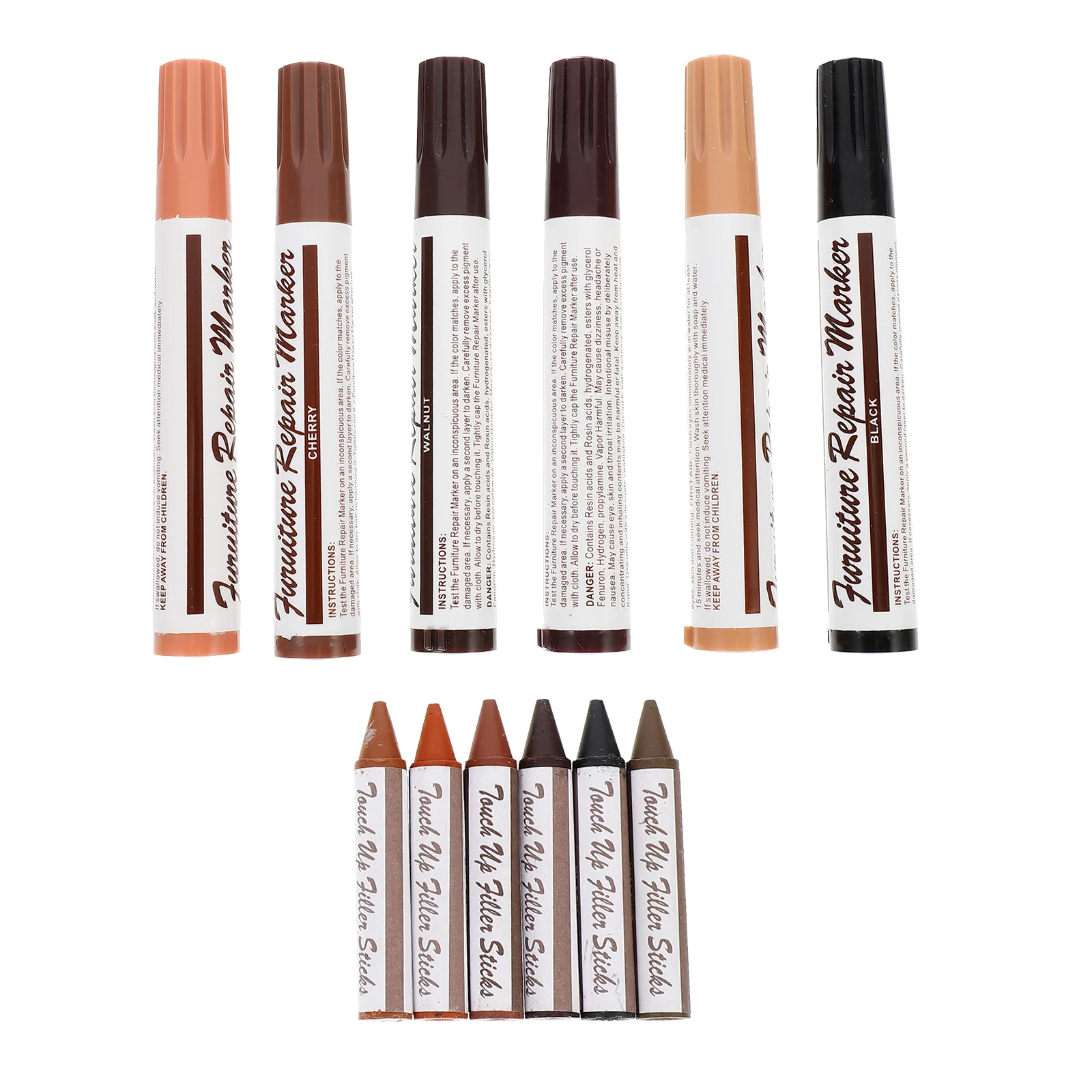 

12pcs Furniture Touch Up Pen Set Repair Kit for Wood Veneer Desk Tables Cabinets Color Marker Plastic Scratch Cover