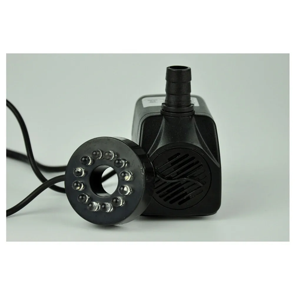 Submersible 25W Water Pump Quiet Operation Adjustable Flow with 12 LED Light for Aquarium Fish Tank Fountains