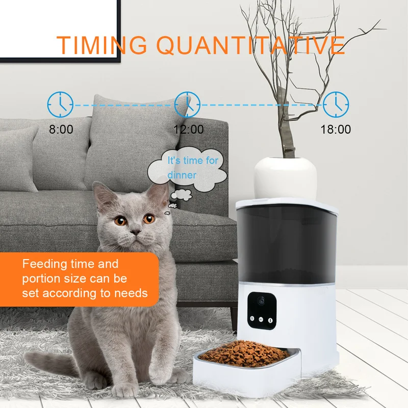 Automatic pet feeder with camera pet automatic feeder phone remote control 4L 6L capacity wifi connection smart pet feeder