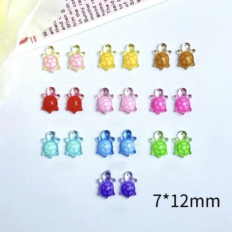 20 Stuks Transparante Schattige Schildpad Nagel Bedels Cartoon Mini Kleur Schildpad Hars Nail Art Accessoires Voor Het Maken Van Diy Nagels Decoraties