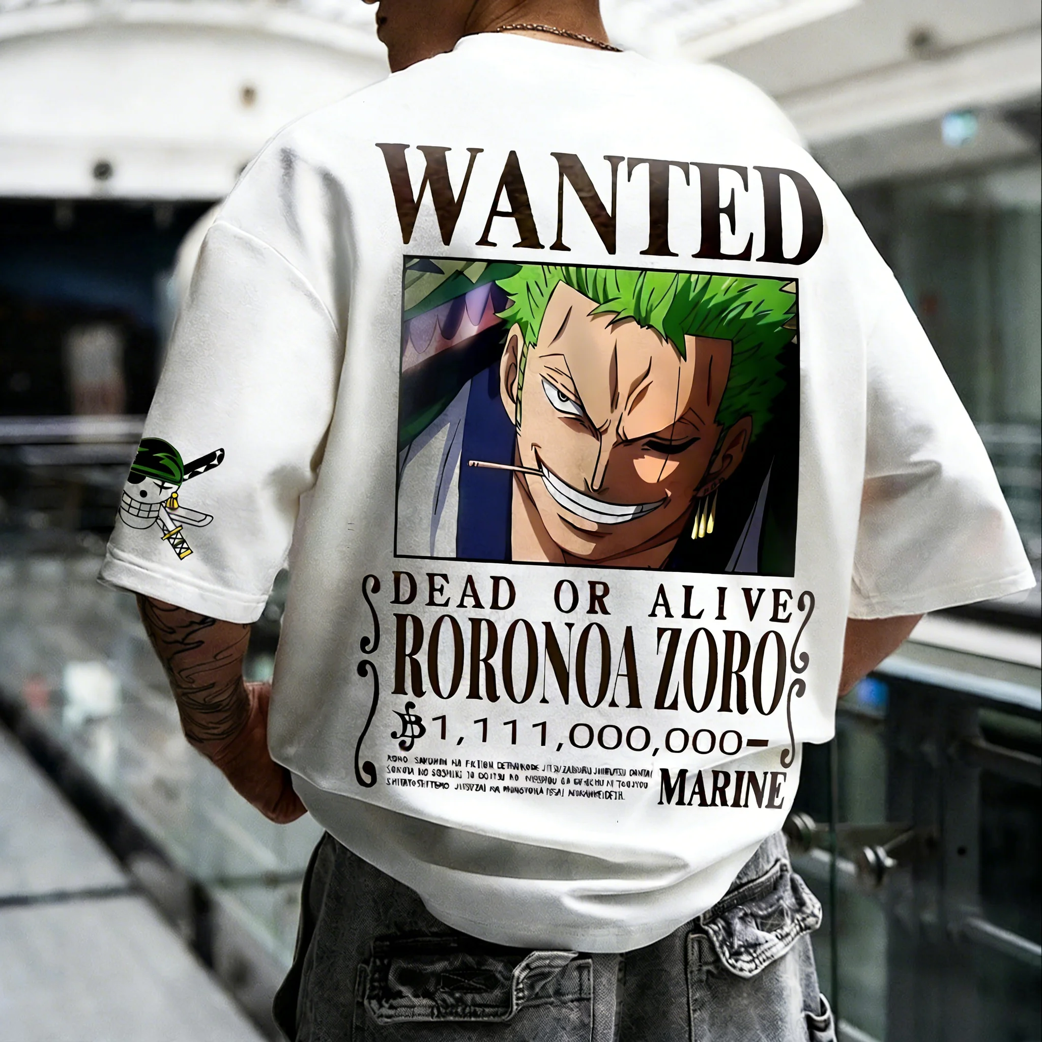 

Футболка унисекс One Piece Wanted Series из хлопка с принтом, свободного кроя, с коротким рукавом, летняя, дышащая, спортивная, с круглым вырезом, белая