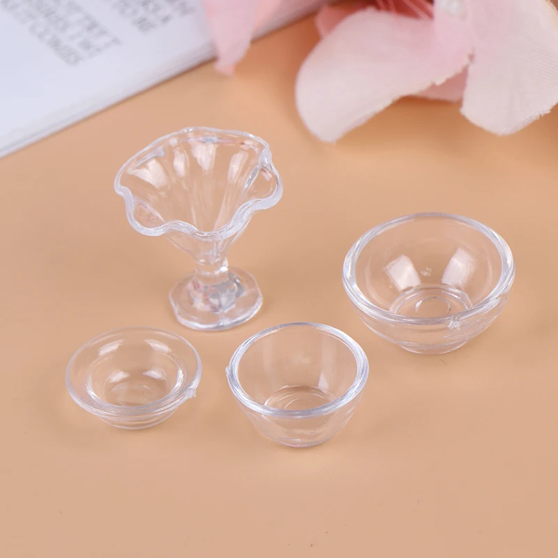 17Pcs 1:12 Dollhouse Miniature Transparent Tableware DIY Kitchenware Set Plastic Clear Dinnerware Toys for Doll House Decor view 6