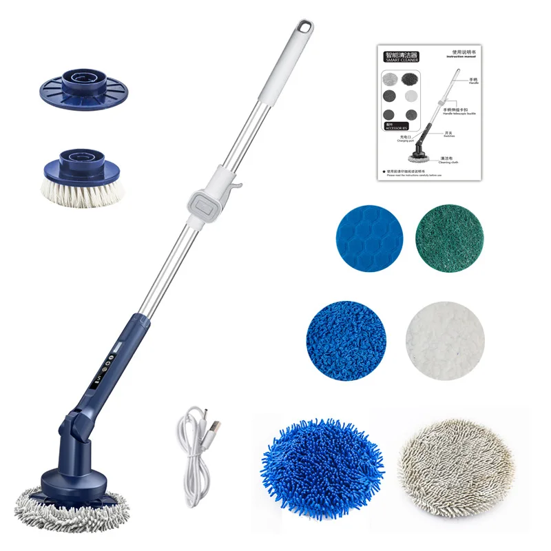 電動掃除ブラシ 7in1、5段階速度調整、ワイヤレスハンディ、防水、自動回転式ガラスクリーニング、キッチン/バスルームブラシ