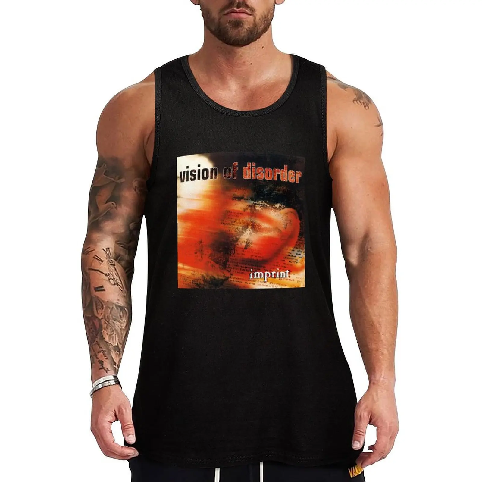 

Vision Of Imprint Disorder Tank Top t-shirt for man Clothing Men's cotton t-shirt