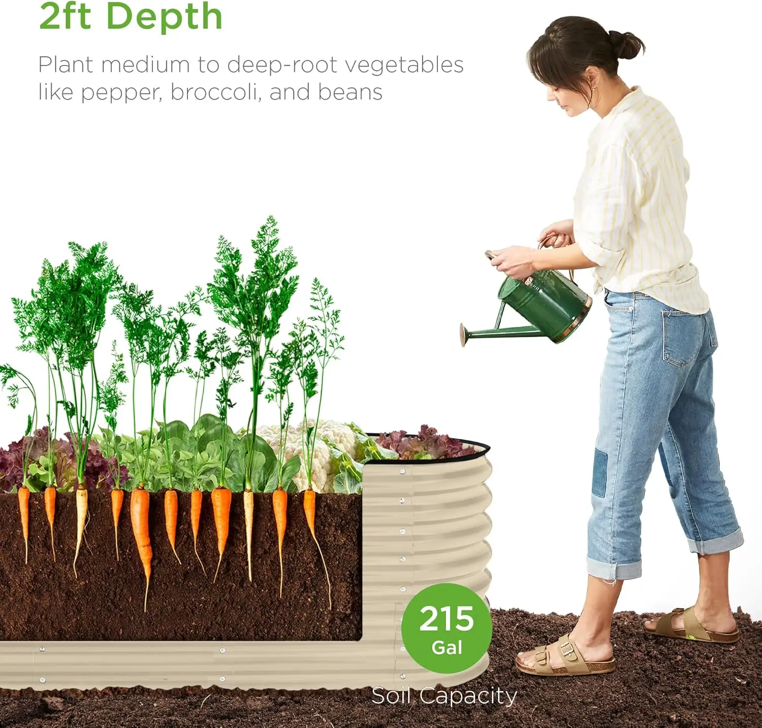 Best Choice Products 8x2x2ft Metal Raised Garden Bed, Oval Outdoor Deep Root Planter Box for Vegetables, Herbs w/ 4 Support