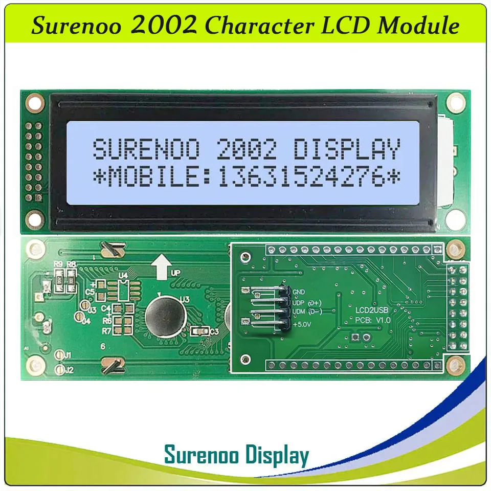 Surenoo 2002 202 20*2 Parallel Serial IIC I2C TWI LCD2USB USB2LCD USB Character LCD Module Display Screen Panel for Arduino