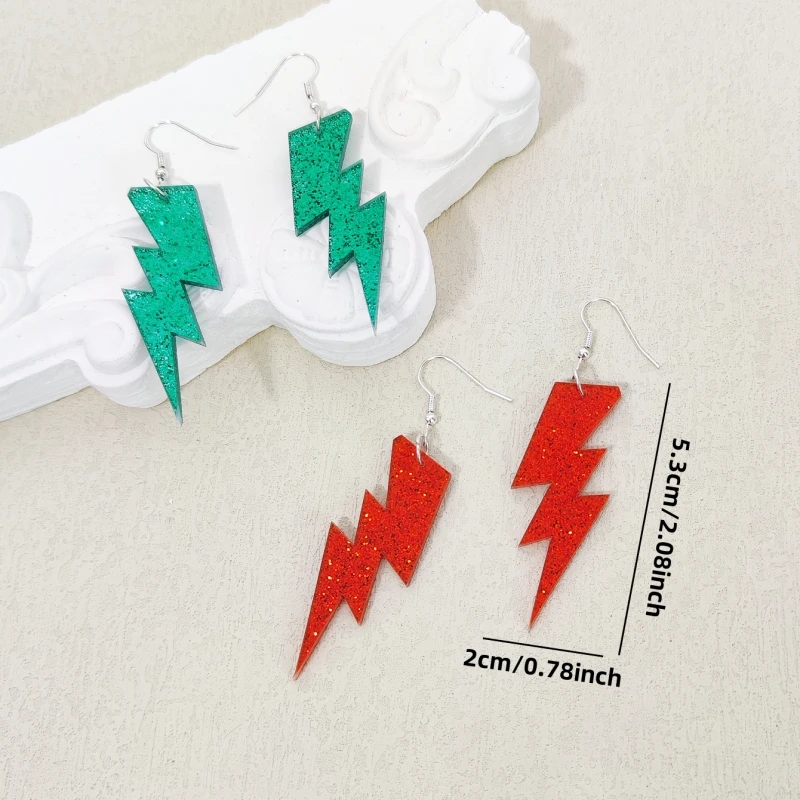 KUGUYS Medium Size Lightning Drop Earrings for Women Fashion Acrylic Easy Matching Jewelry Shiny Accessories