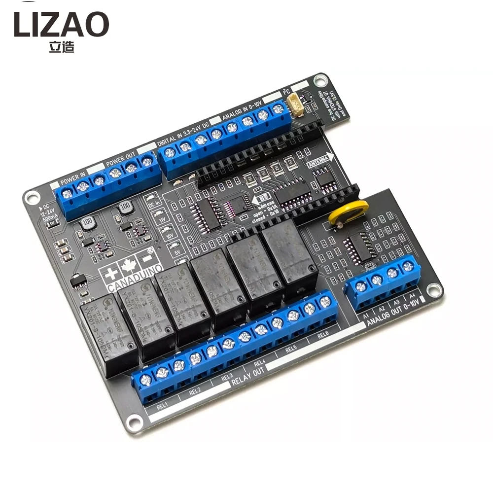 LIZAO ESP32 PLC-100 V1 Development Board, Industrial Expansion Board for ESP32-C6-DevKitC