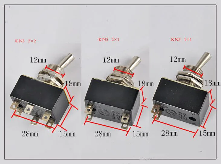 

KN3 2*2 KN3 2*1 KN3 1*1 momentary solder terminal 6A spring return toggle switch