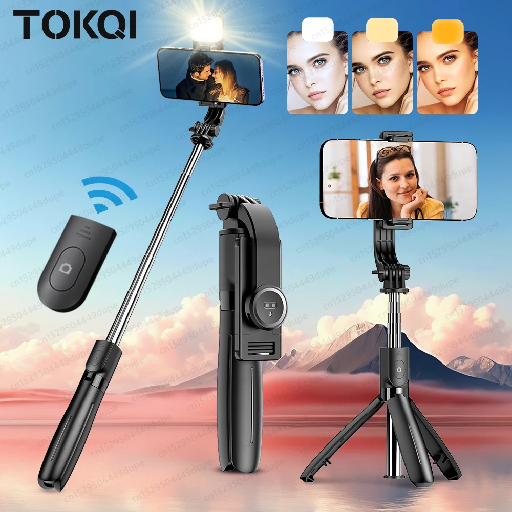 TOKQI-L21 Selfie Stick Telescopic Travel Handheld Tripod Portable Phone Stand for Cell Phone Live Streaming TikTok Recording