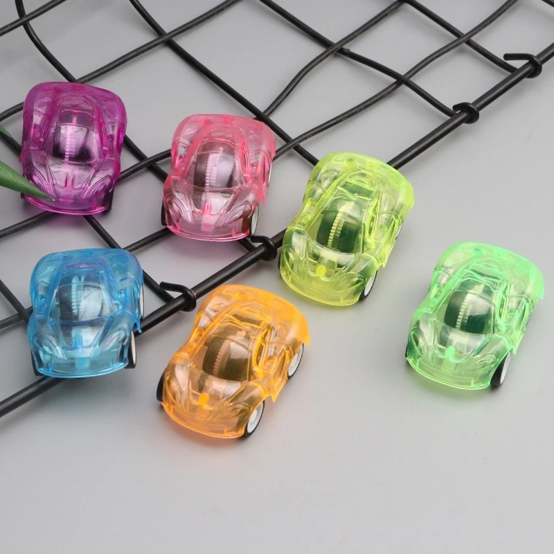 Transparent Rebound Car Small Car Inertia Toy Car Children'S Gift Mini Color Cartoon Pull Back Car Theme Product Creative Gifts