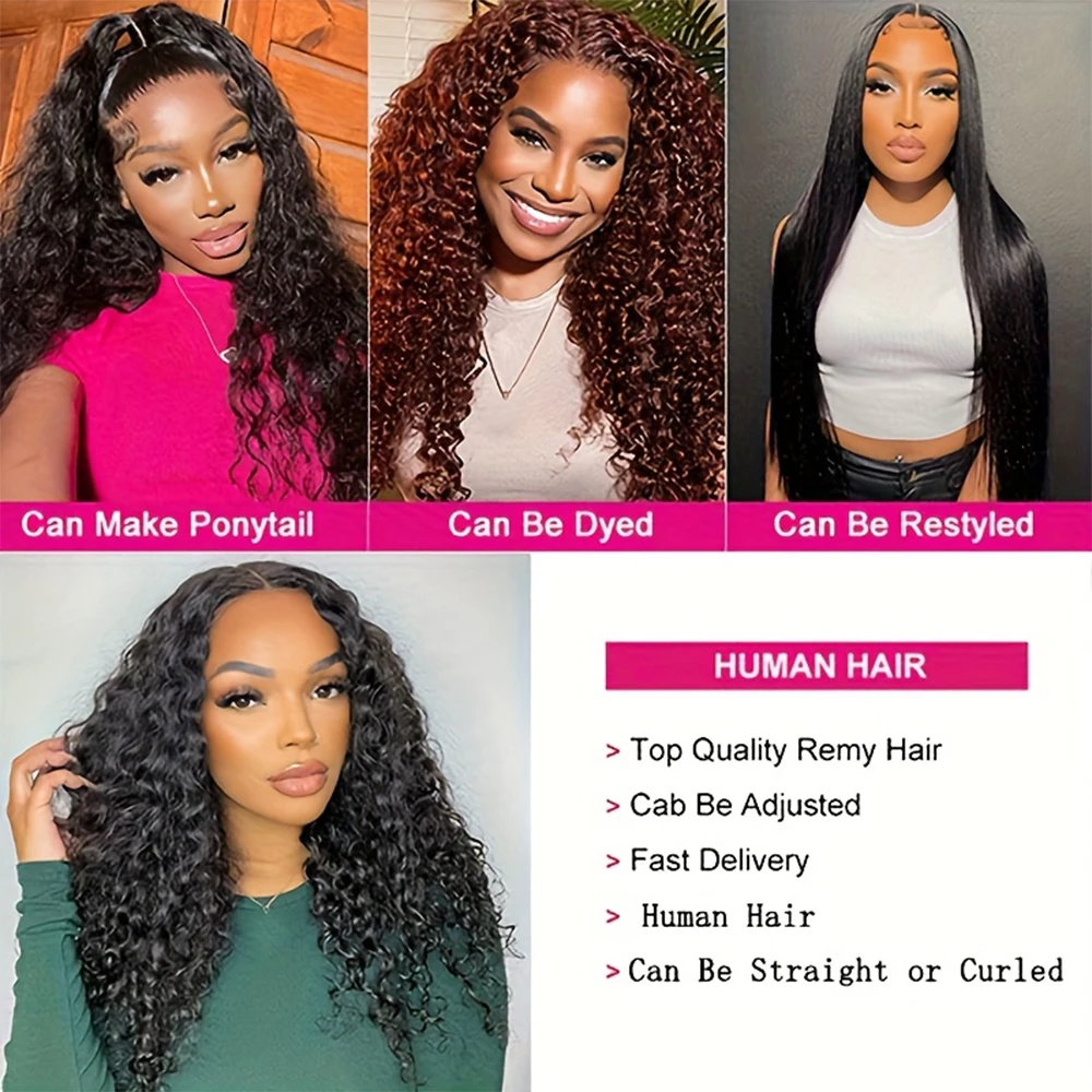 Парики с глубокими волнами, человеческие волосы, плотность 250, 13x6 Hd, фронтальная часть кружева, предварительно выщипанные, глубокие вьющиеся, бесклеевые, 5x5 Hd, парик с закрытием шнурка