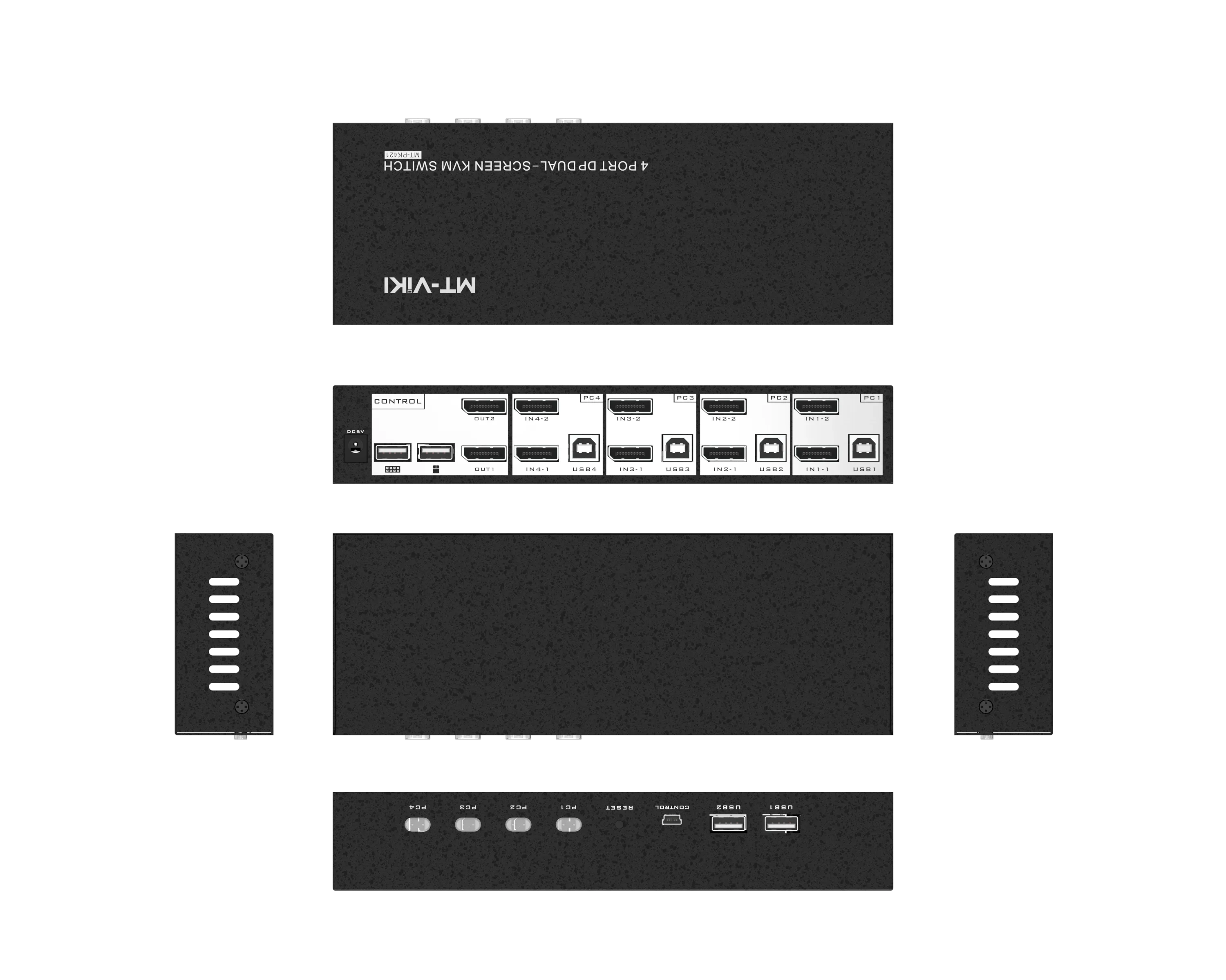 2025 MT-ViKI 4 Port DP Displayport Dual-Screen KVM Switch 4k 60hz, 4 in 2 Out DP KVM Selector Box