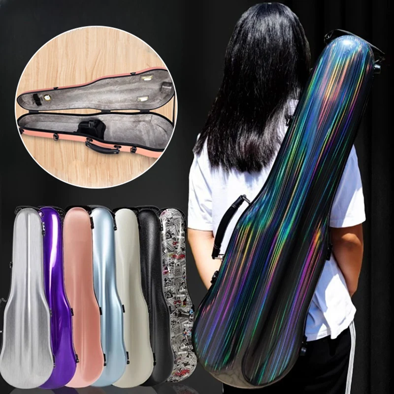 4/4 Violin Hard Case Carbon Fiber Handheld Violin Box Professional Double Shoulder Violins Case Portable Musical Instruments Bag