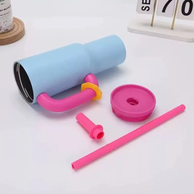 304 Stainless Steel Large Capacity Straw Insulated Cup Roller Ice Cup Portable Handle