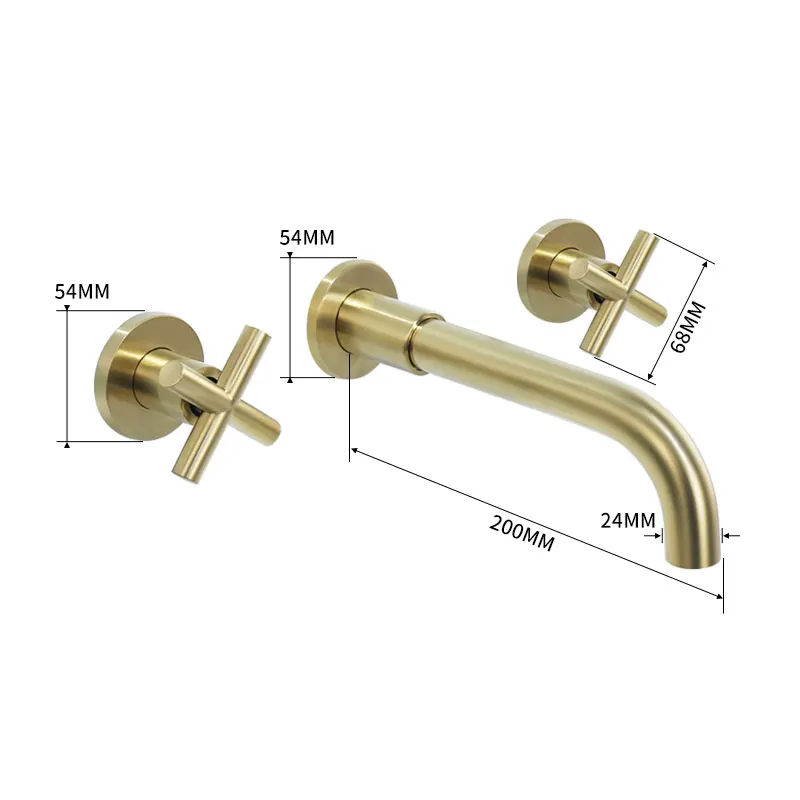 Imagem -06 - Latão Torneira do Banheiro Embutido Quente e Fria Dupla Torneira de Controle Escondido Torneira da Bacia Ouro Misturadora