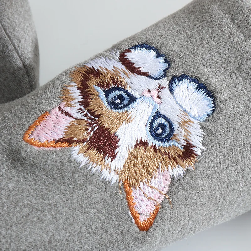 Women Winter Keep Warm Touch Screen Cat Embroidery Fashion Elegant Cute Lovely Sweety Gloves Windproof Cycling Soft