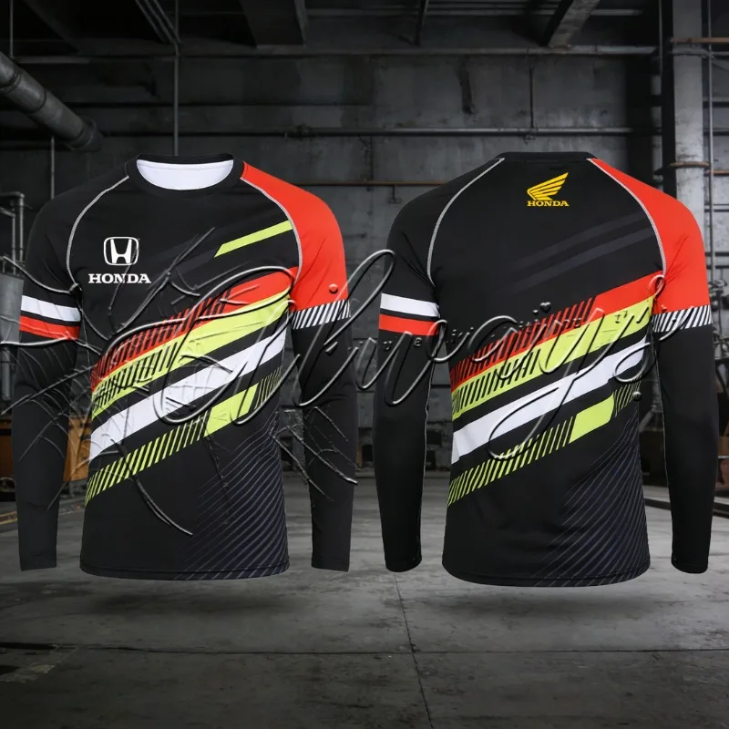 AliExpress 2026 New Honda Motorcycle Fashion Cycling Long Sleeve Shirt for Men's Sports Fitness Speed Drying Sunscreen Long Sleeve T-shirt