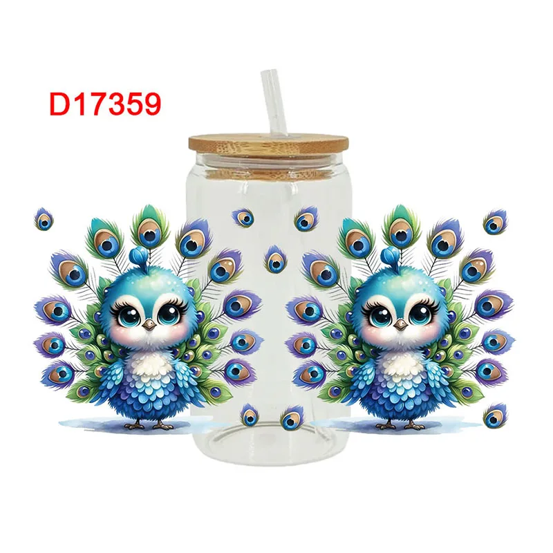 3D UV DTF Transfers Stickers 16oz Cup Wraps Cartoon Animal Owl Printed For DIY Glass Ceramic Metal Leather Etc. D17281