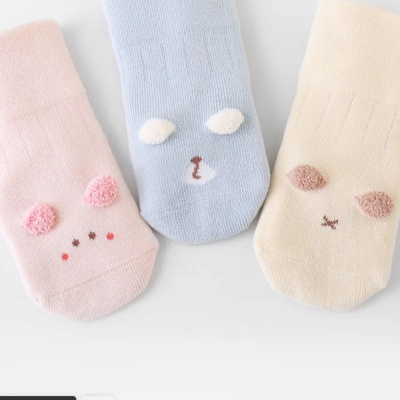 

Baby Winter Socks Newborn Cotton 1-3 Years Seamless Loose Cuff Cartoon Ear Design Warm Cute Baby Clothing Leg Warmers