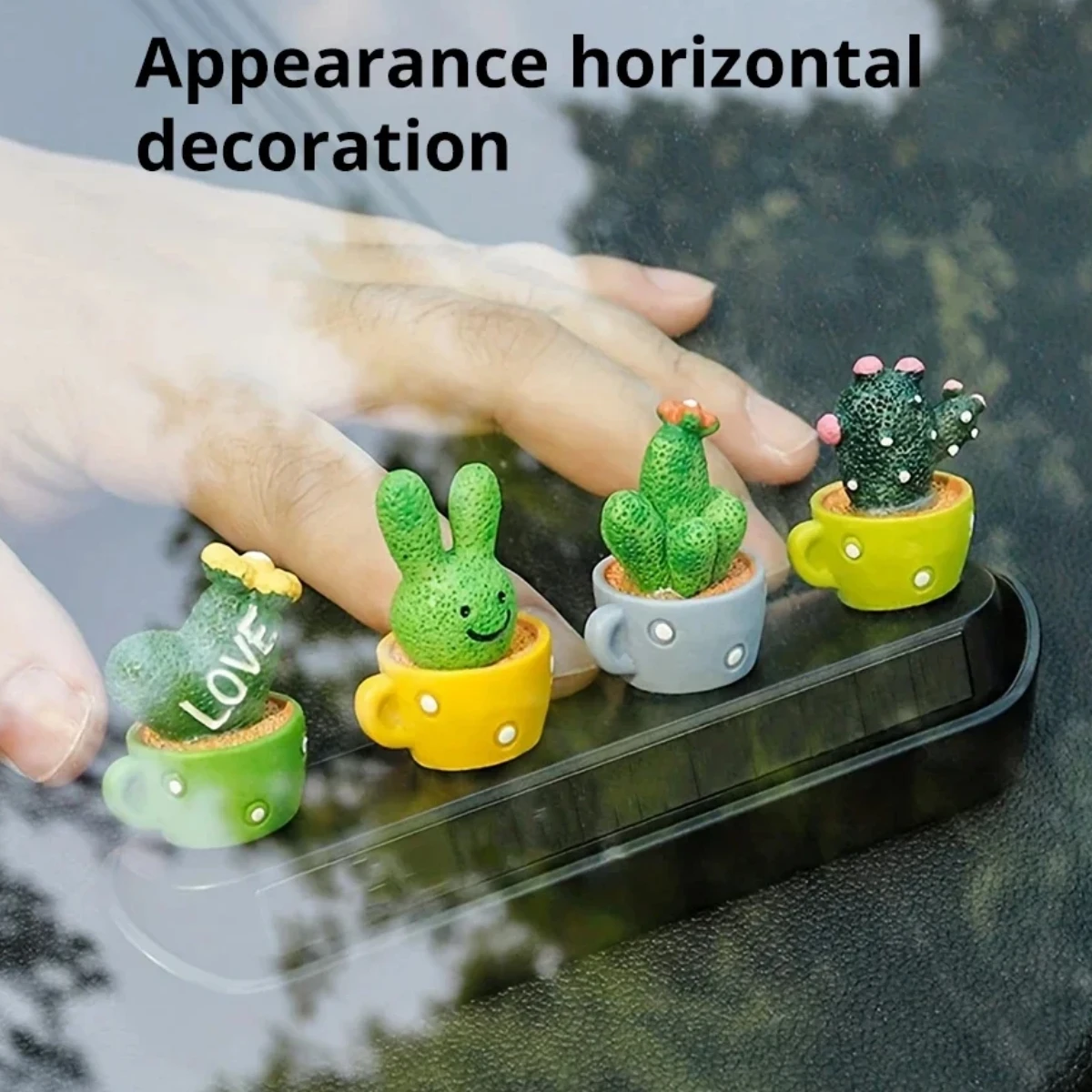 1Set/4Pcs Creative Potted Bobble-head Ornaments Succulent Cactus Mini Green Decoration Plant Living Room Office Study Car Crafts