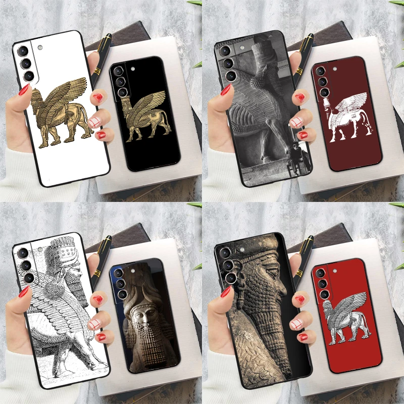 Lamassu Assyrian Winged Lion Phone Case For Samsung Galaxy S23 S22 S24 Ultra S20 S21 S24 FE S9 S10 Plus Note 10 20 Ultra