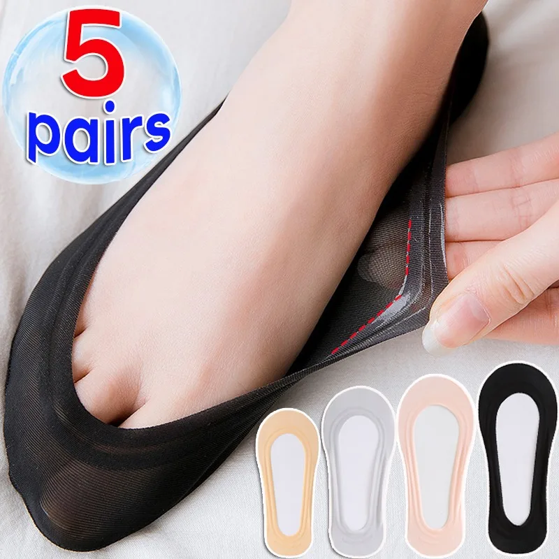 10pairs Summer Breathable Boat Socks Cotton Women Invisible Non-slip Thin Ankle Low Cut Sock Slippers Transparent Elastic Socks