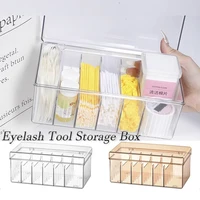 Organizador de belleza de pestañas transparente, estante de exhibición, caja de almacenamiento de hisopos de algodón para maquillaje, suministros de extensión de pestañas de injerto