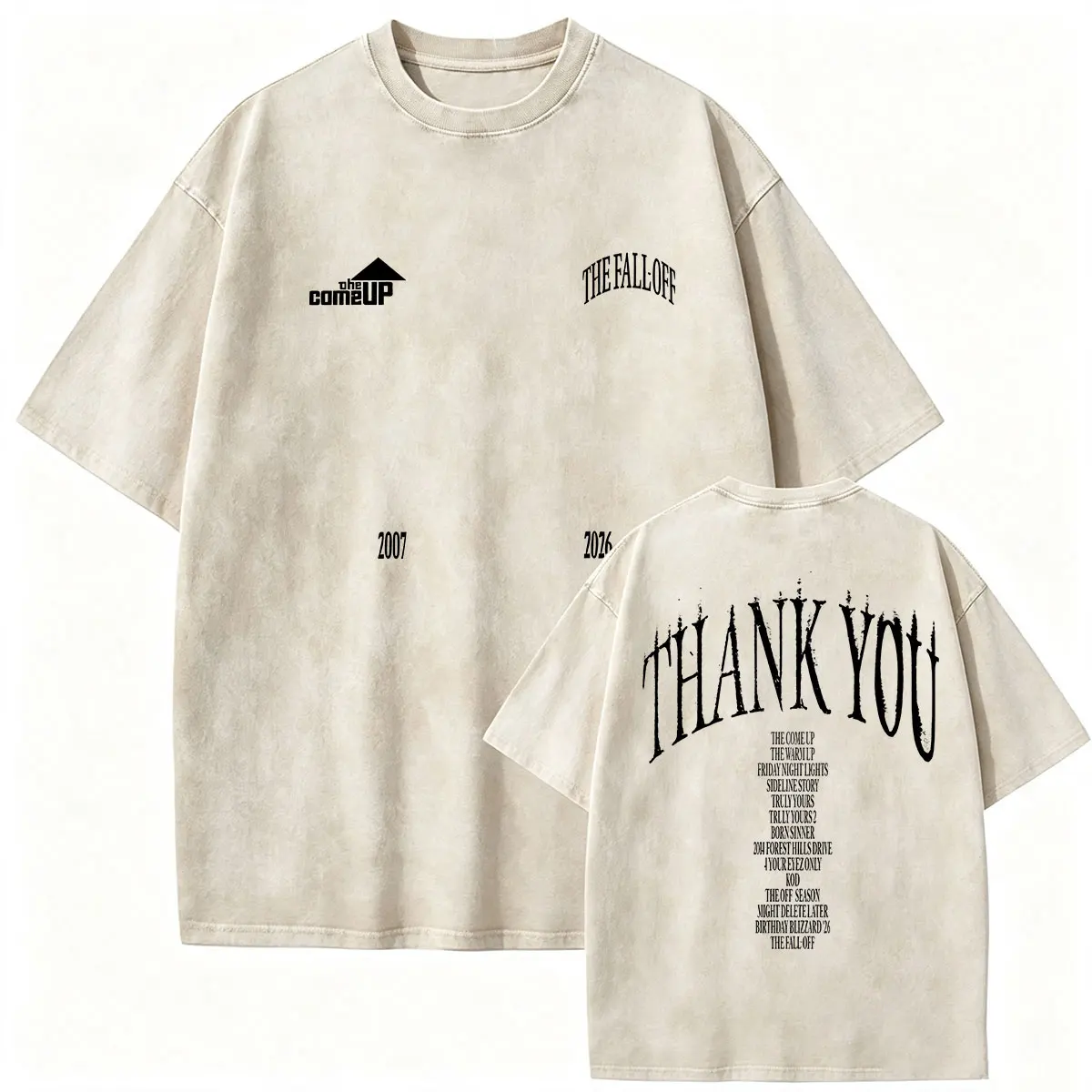 J Cole The Fall Off  Tour 2026-2027 Vintage Washed T Shirt Men's Women Clothing Fashion Oversized High Quality Cotton T-shirts
