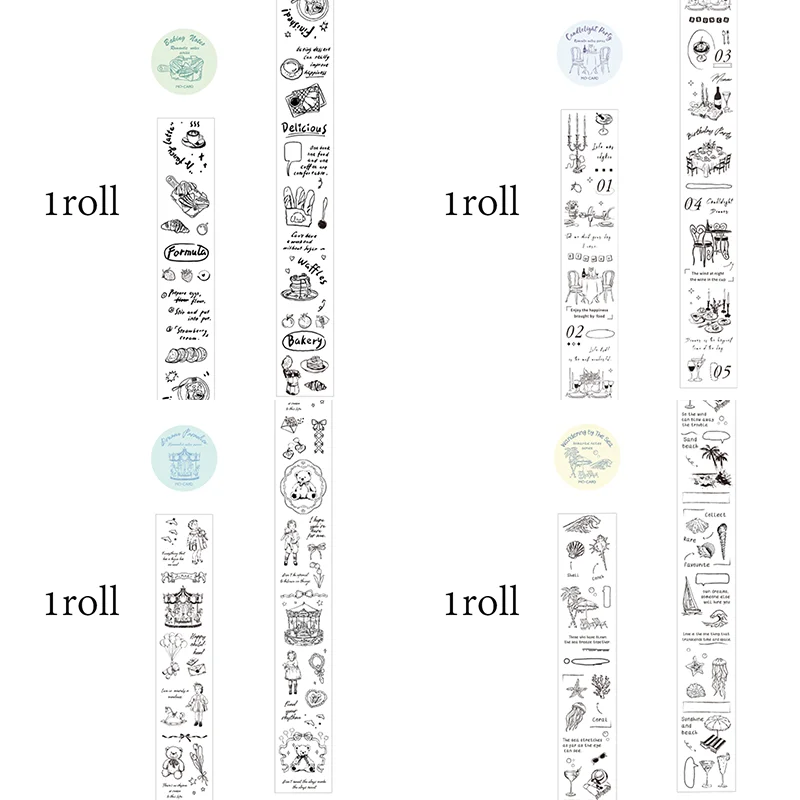 Mr Paper 3rolls/bag Romantic Notebook Series PET Waterproof Tape Masking Tape Handbook DIYLaptop Photo Frame