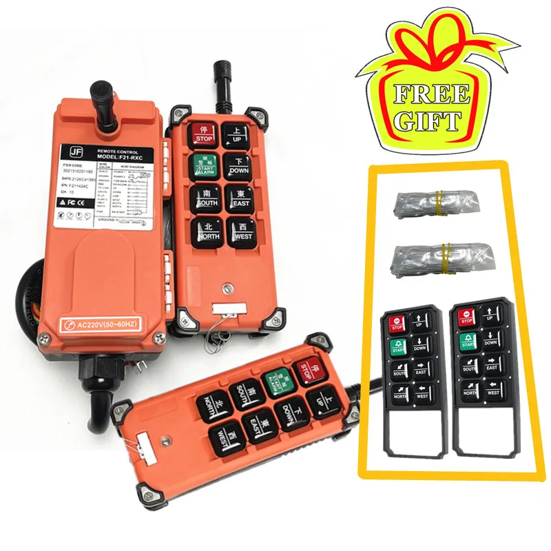 2T1R 65-440V f21-e1b Industrial UTING JF21-E1B Wireless Remote Control for Hoist Crane 8 Channels Controller 220V 380VAC