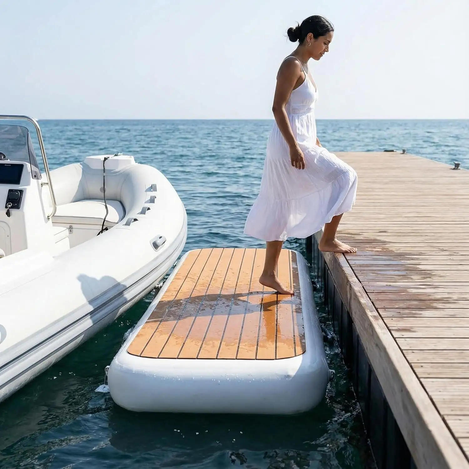 High Quality Inflatable Gangway with Handrail Stable PVC Drop Stitch Floating Bridge OEM ODM Available for Water and Snow Use